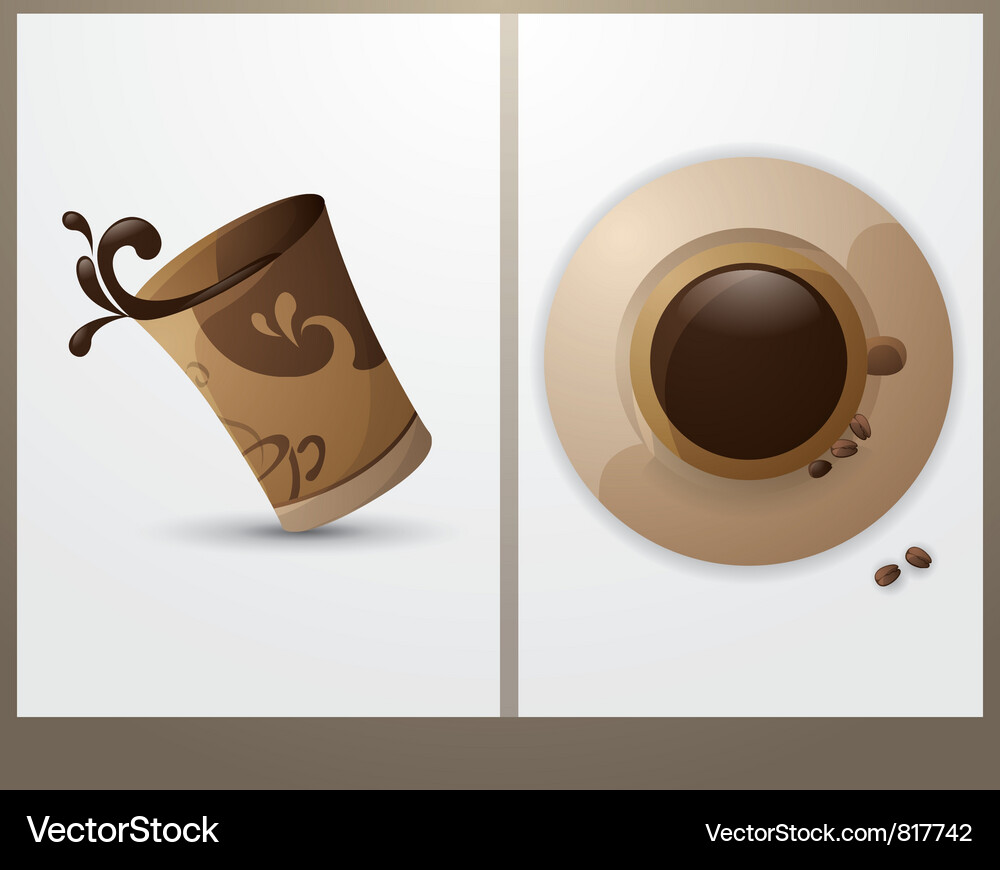 Cup of coffee in the background cards Vector Image