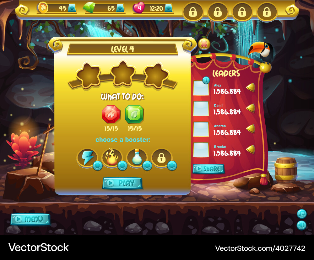 Game Level Selection Screen vector image