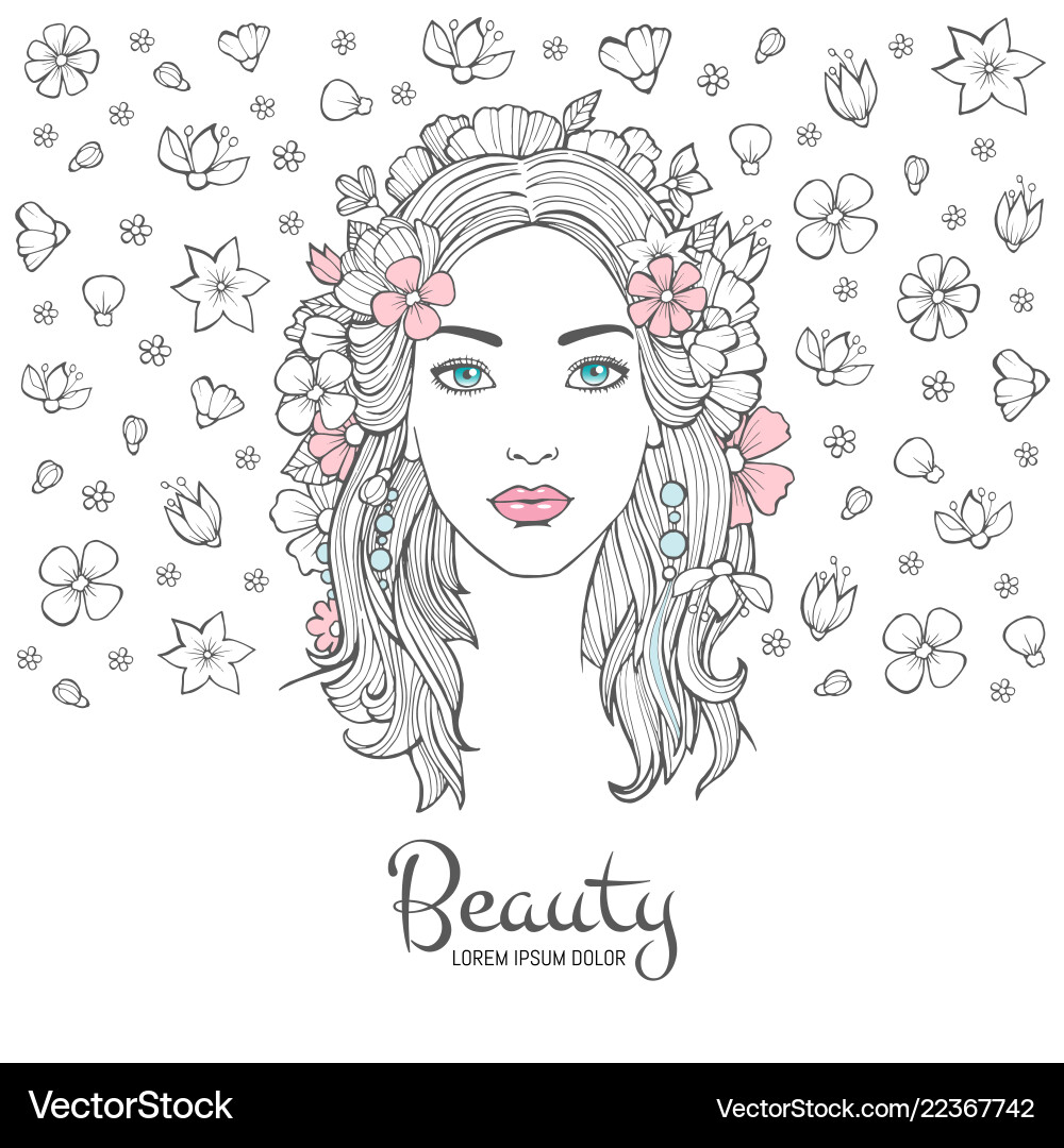 Glamorous Floral Portrait vector image