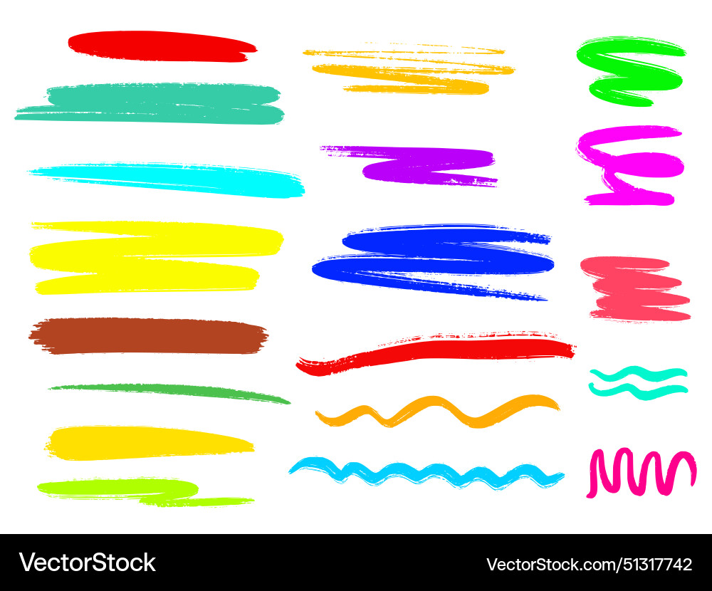 Multicolored crayon border set graphics Royalty Free Vector