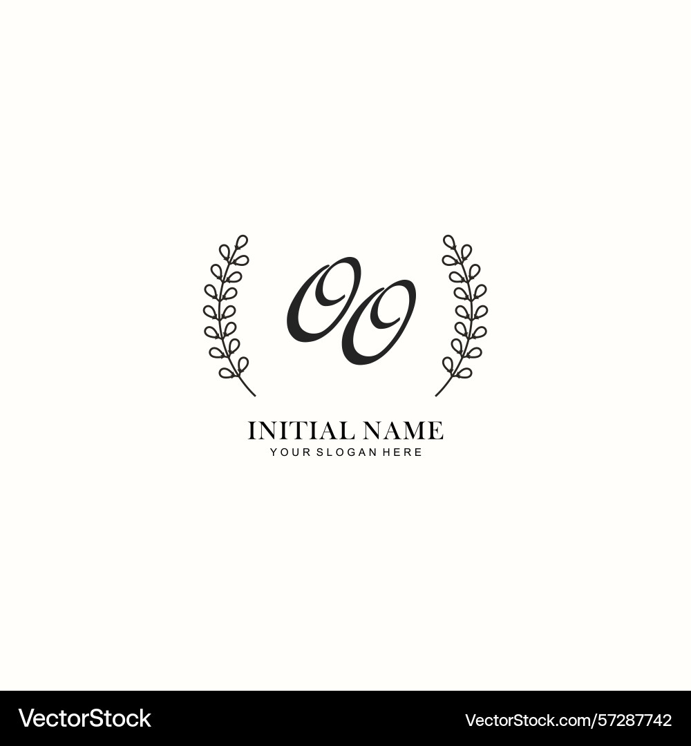 Oo initial logo templates with botanical elements Vector Image