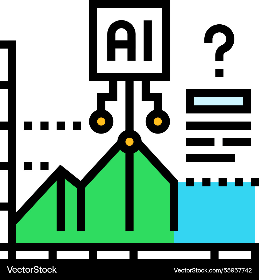 Predictive analytics graph ai integration color Predictive analytics graph ai integration color vector image