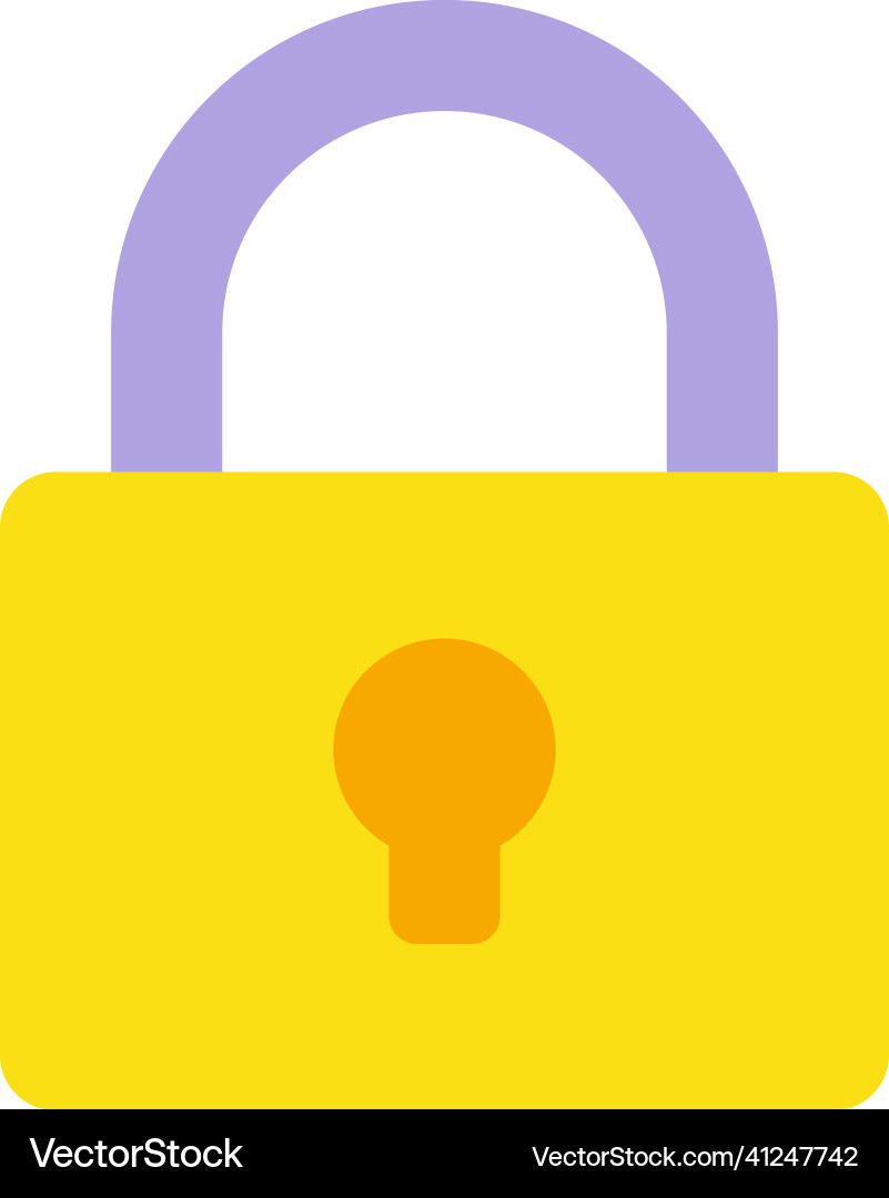 Yellow closed lock with keyhole and handle Yellow closed lock with keyhole and handle vector image