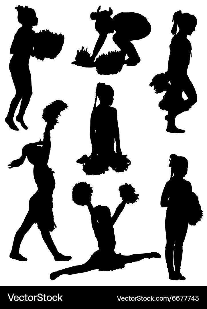 Children Cheerleaders Silhouettes Vector Image