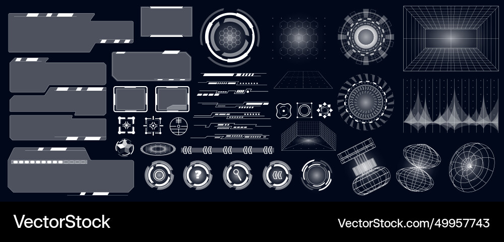 Cyberpunk UI Elements - Futuristic Tech Pack Vector Image