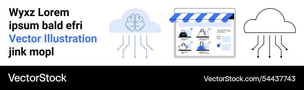 E-commerce store connected to cloud computing E-commerce store connected to cloud computing vector image