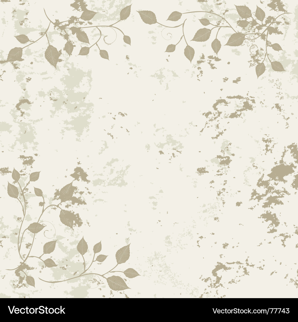 Grunge Green Frame with Leaf Pattern Vector Image