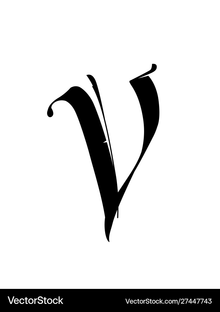 Letter v in gothic style alphabet the symbol Letter v in gothic style alphabet the symbol vector image