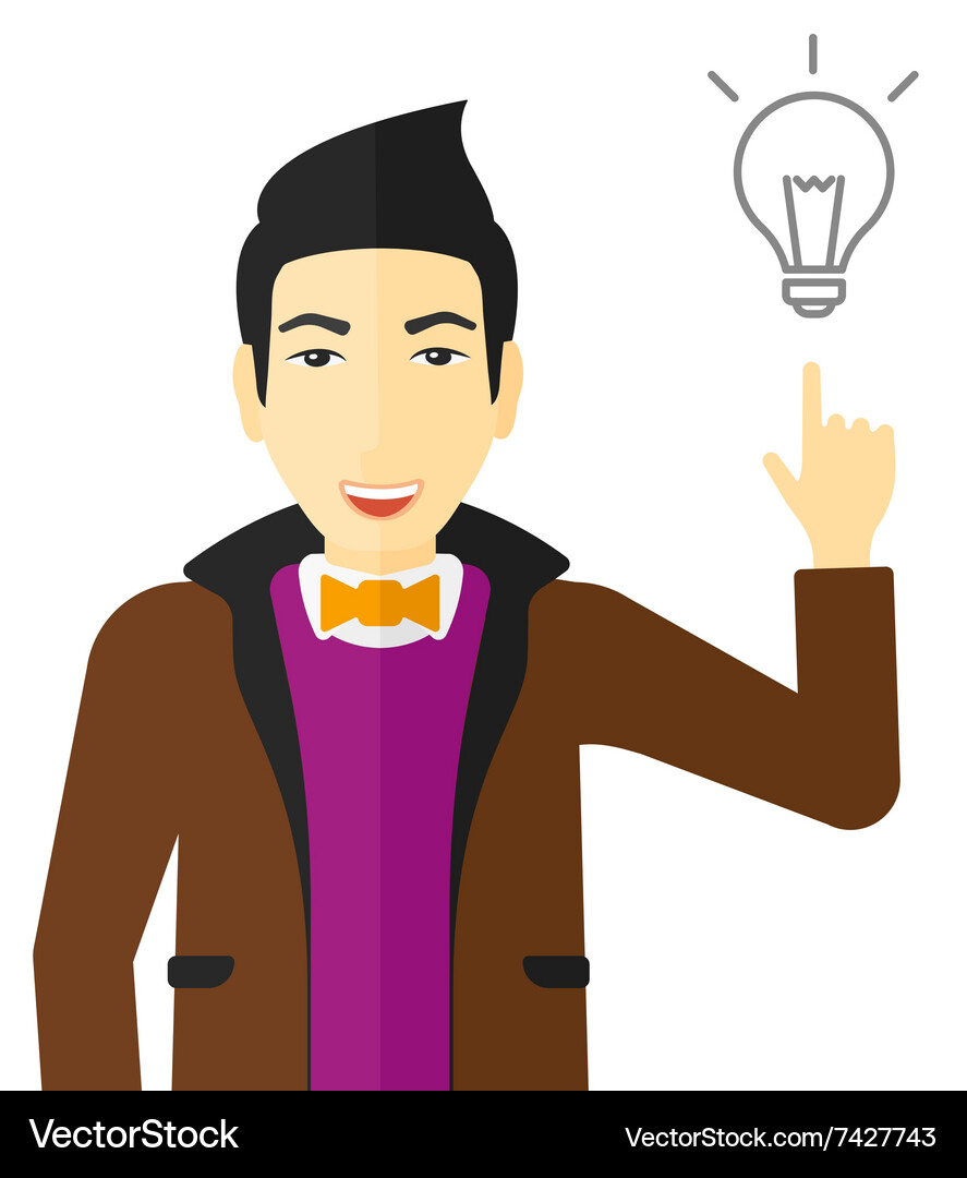 Man pointing at light bulb Vector Image