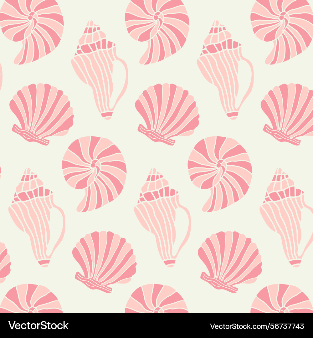 Marine delicate seamless pattern with shells Marine delicate seamless pattern with shells Vector Image