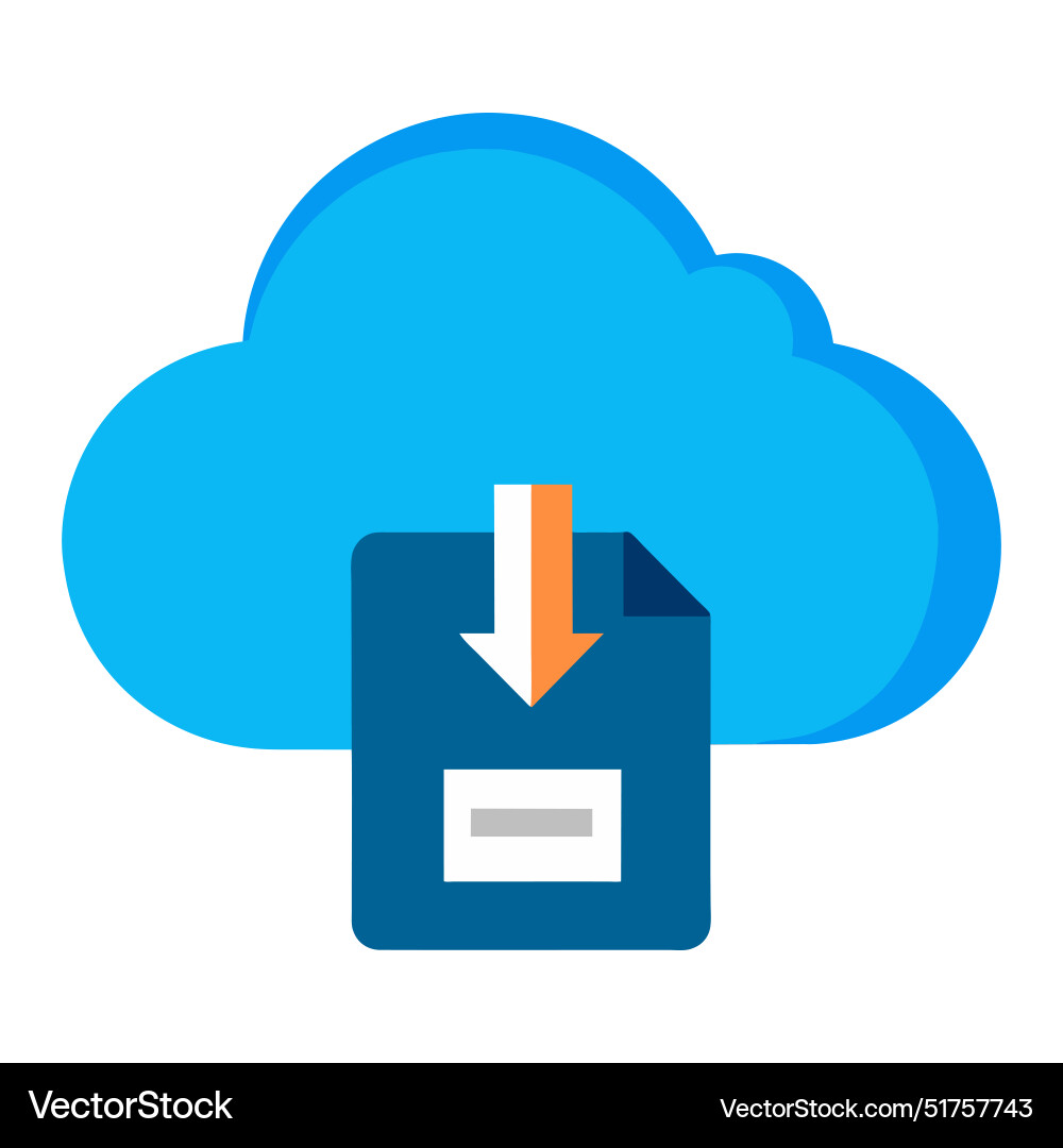 Save file cloud computing icon flat on white Save file cloud computing icon flat on white vector image
