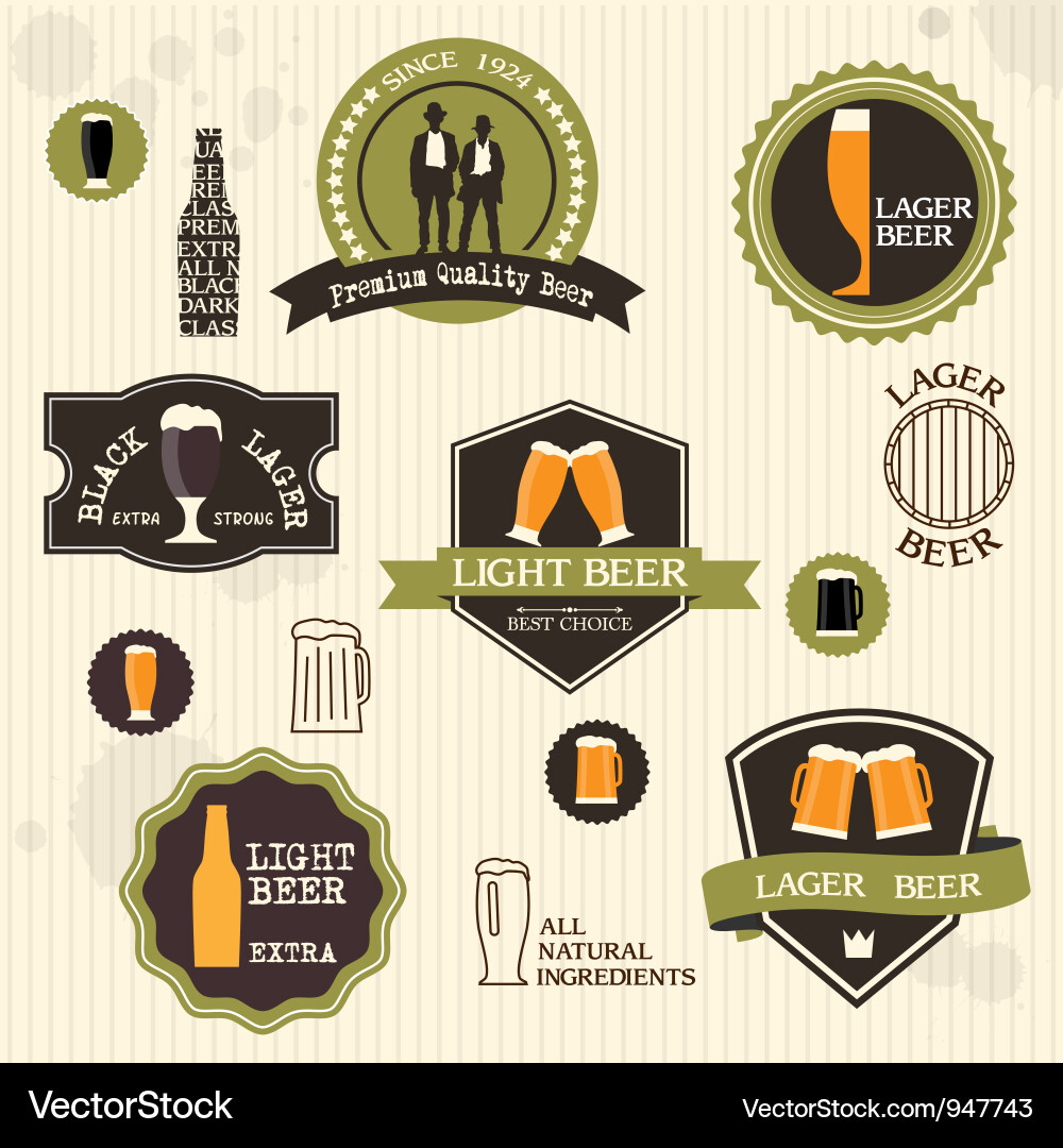 Vintage Beer Labels & Badges Vector Image