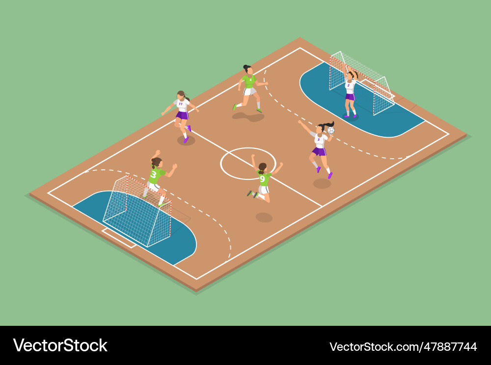 3d isometrischer flacher Satz von Handball 3d isometrischer flacher Satz von Handball vektorbild