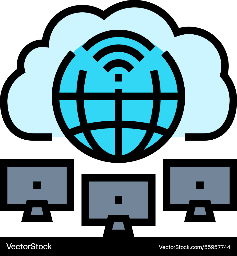 Cloud computing network ai integration color icon Cloud computing network ai integration color icon vector image