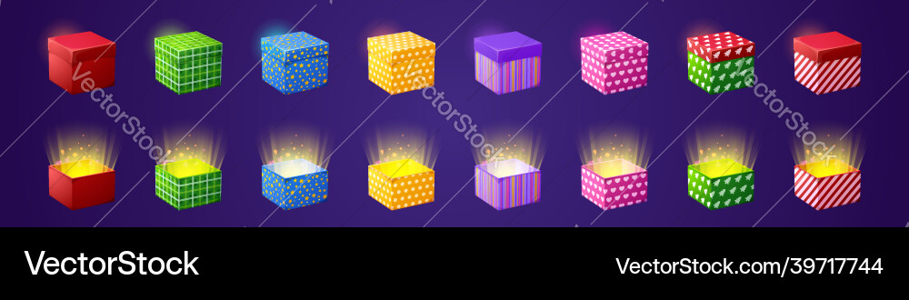 Gift box icons for game gui design Gift box icons for game gui design vector image