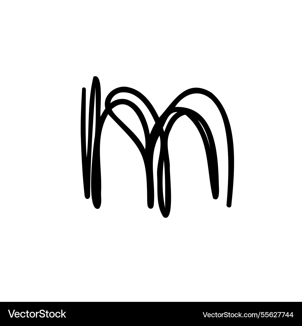 Handwritten letter m latin english font in hand Vector Image