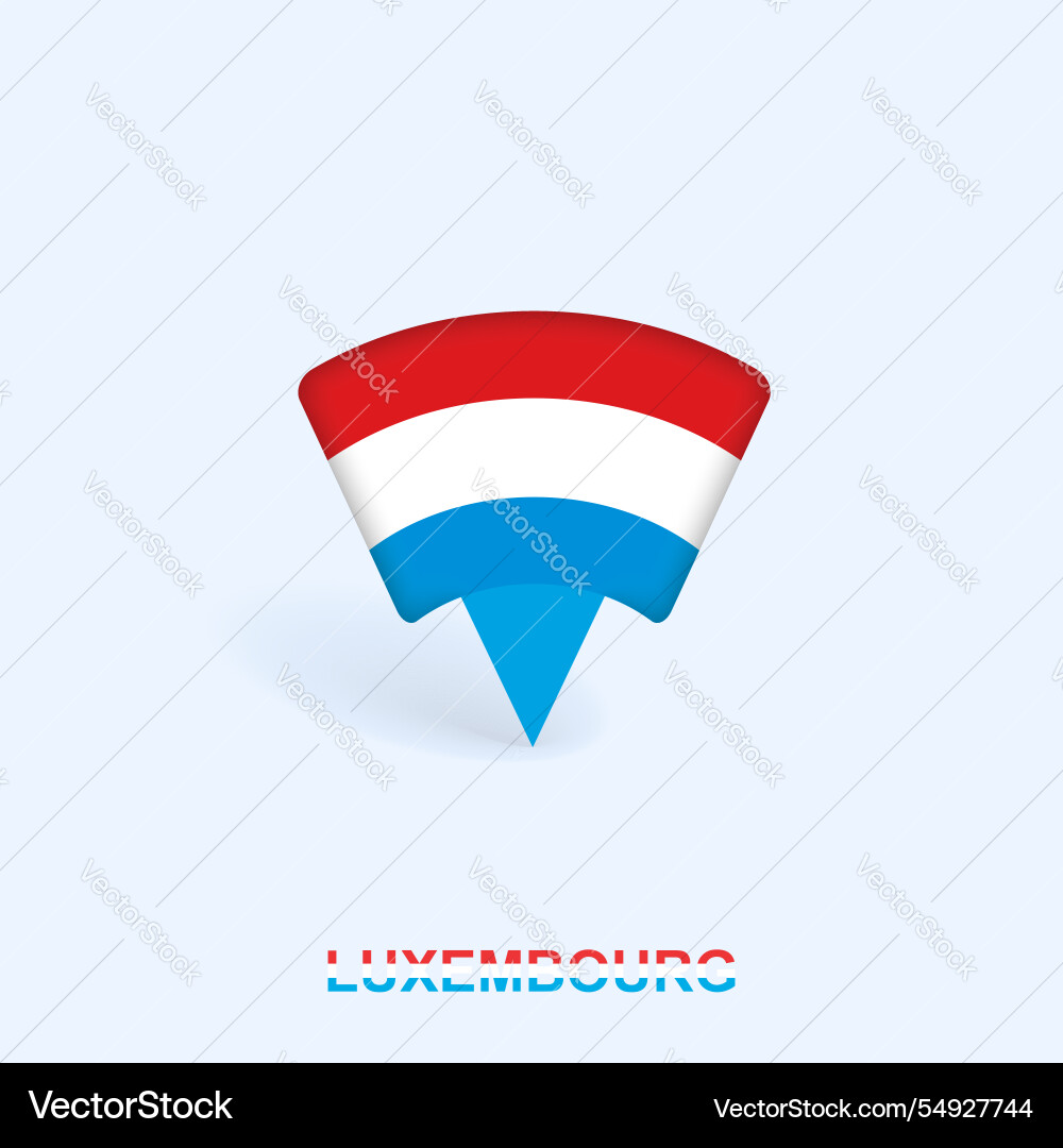 Luxembourg flag map pointer design with shadow Luxembourg flag map pointer design with shadow vector image