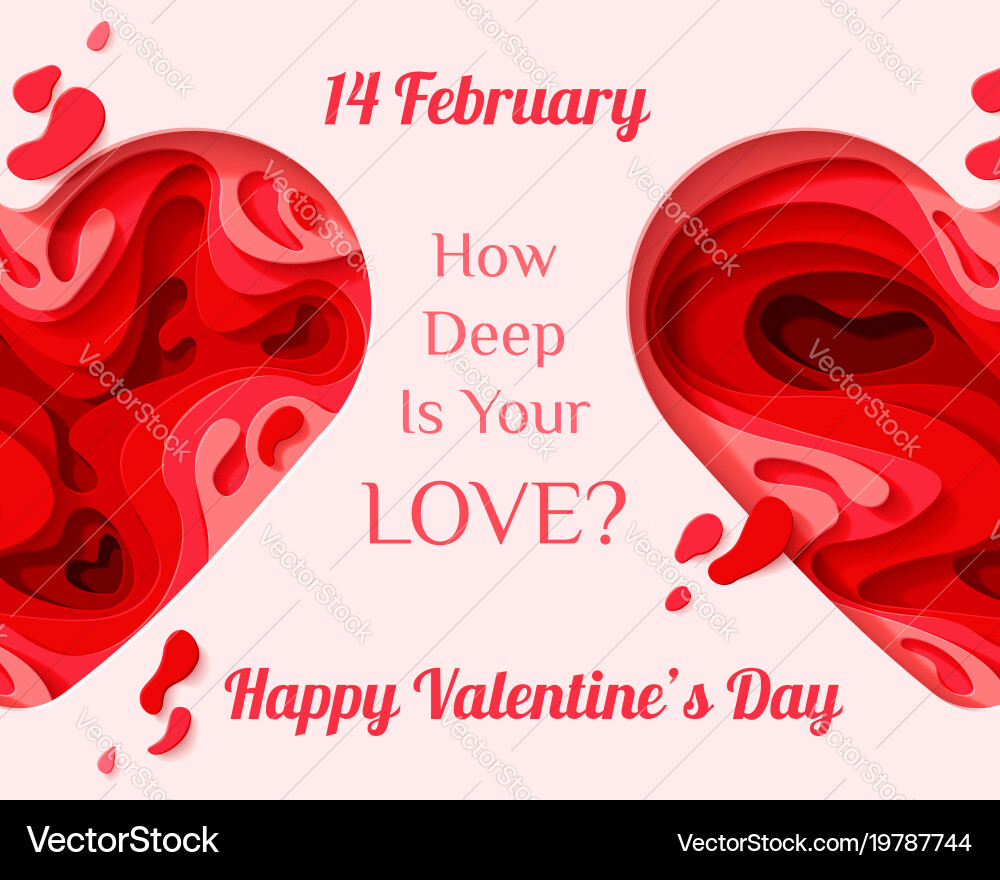 Paper Cut Heart Valentine's Day Vector Image