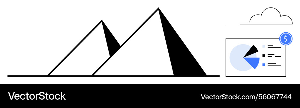 Pyramids with analytics and cloud connection Pyramids with analytics and cloud connection vector image