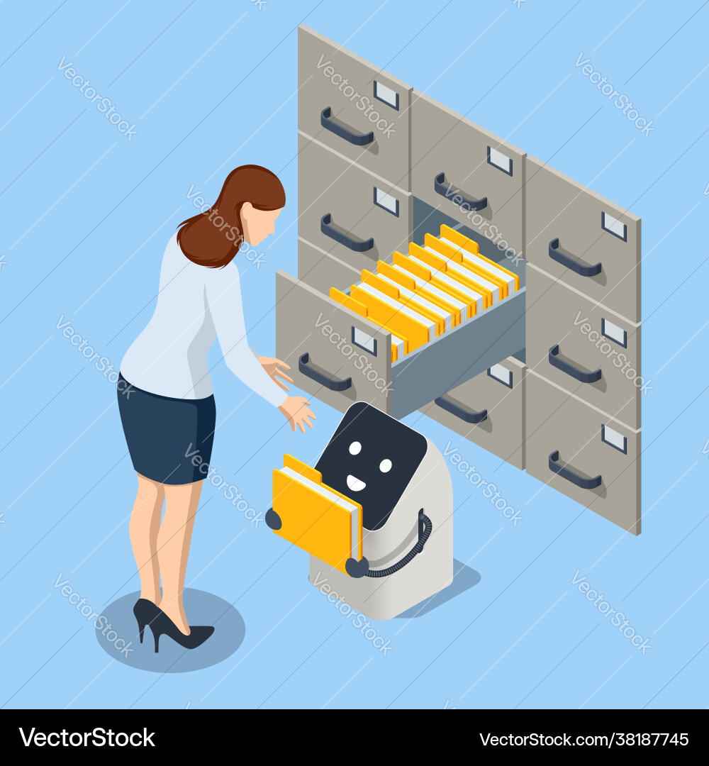 AI Database Robot - Isometric vector image