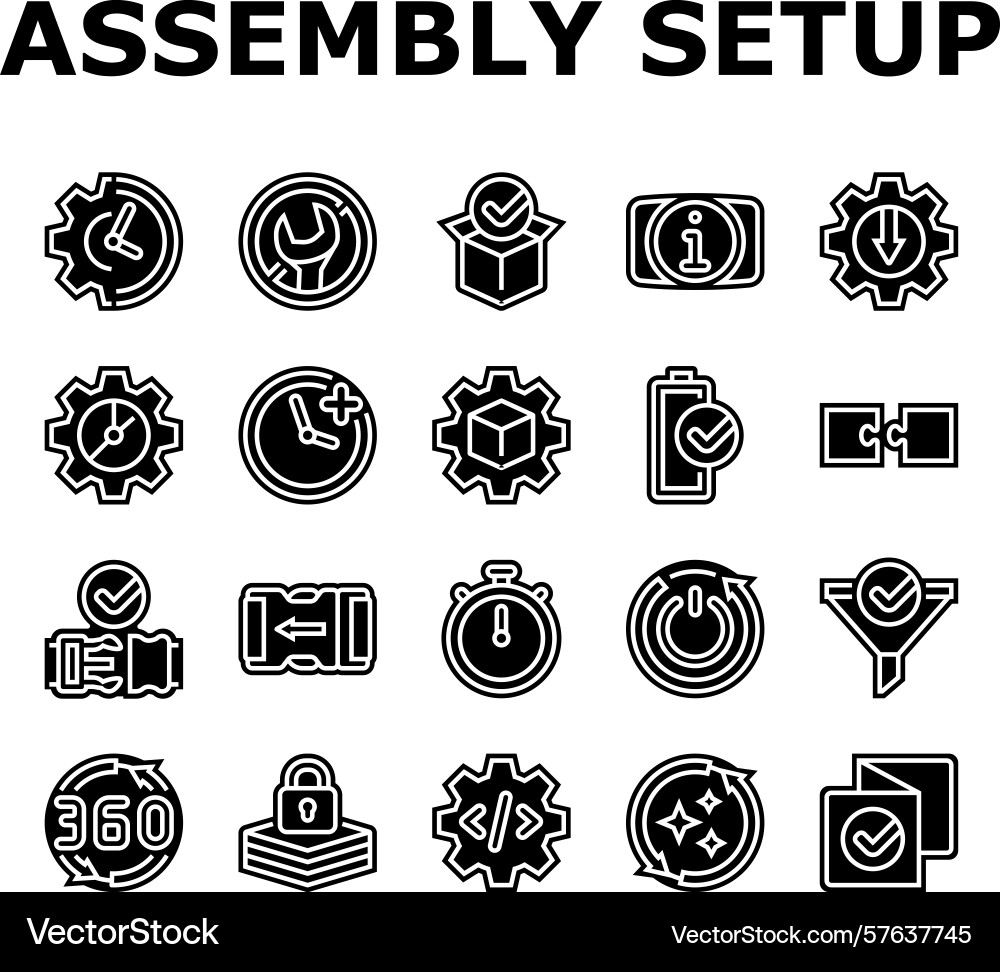 Assembly setup product icons set vector image