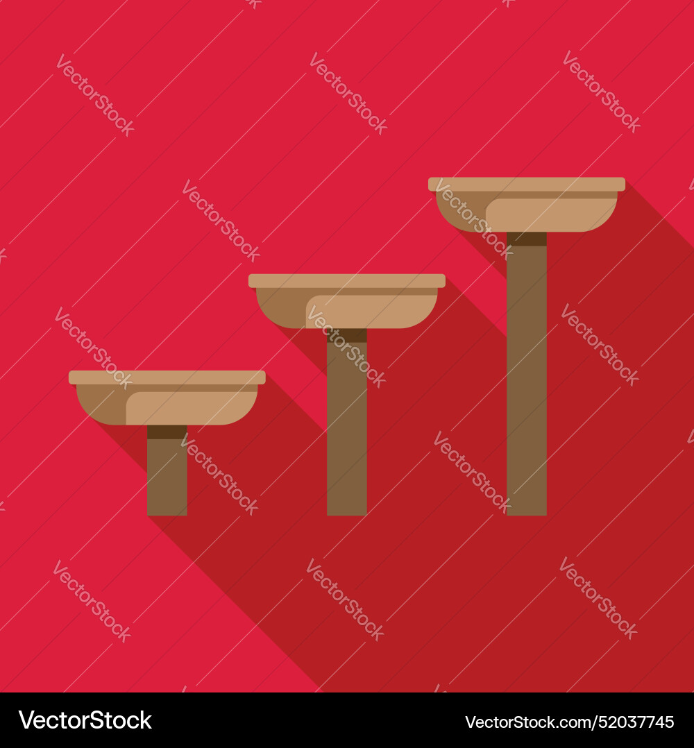 Cat tree with three platforms is standing near red Cat tree with three platforms is standing near red vector image