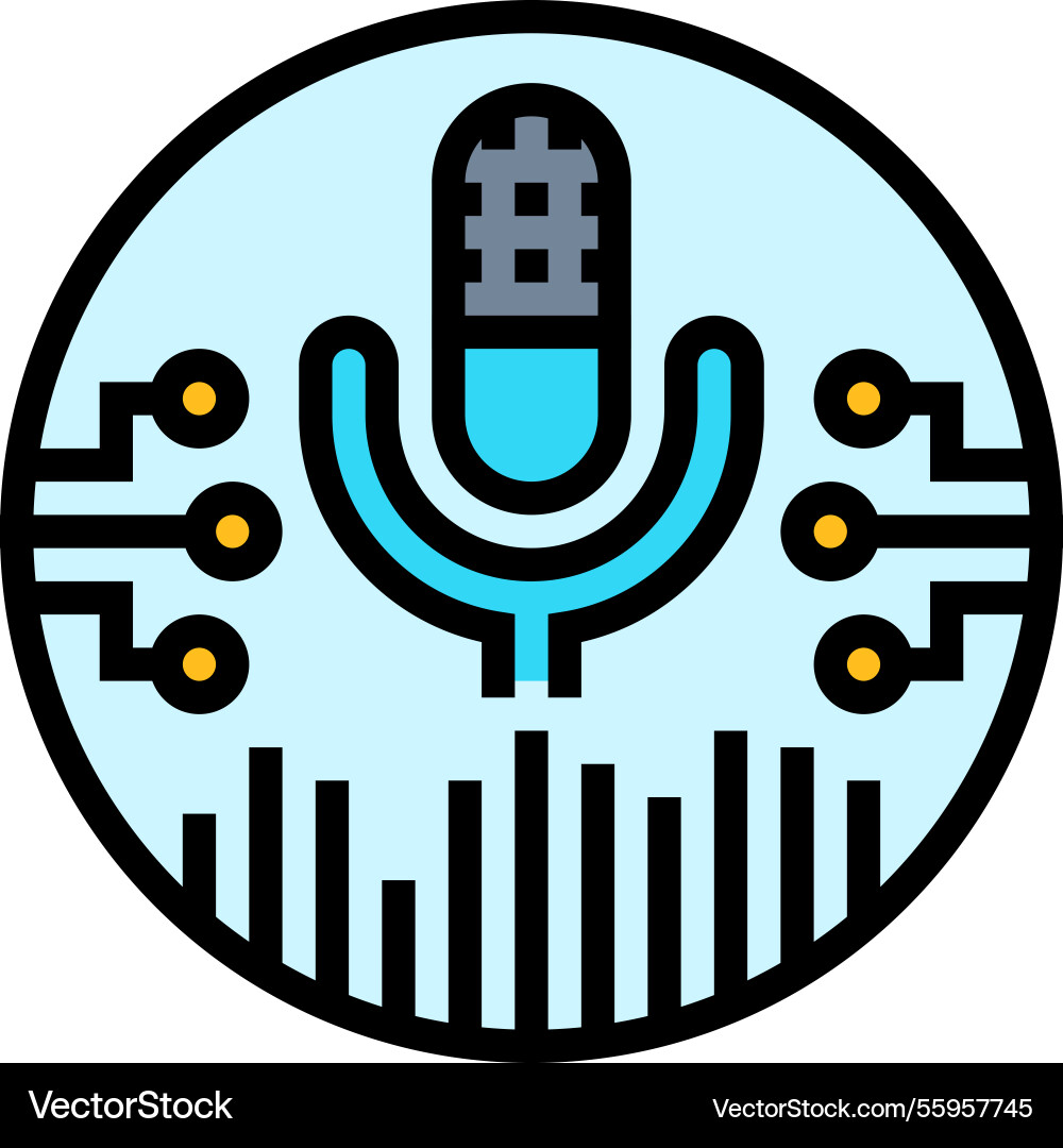 Digital assistant microphone ai integration color Digital assistant microphone ai integration color vector image