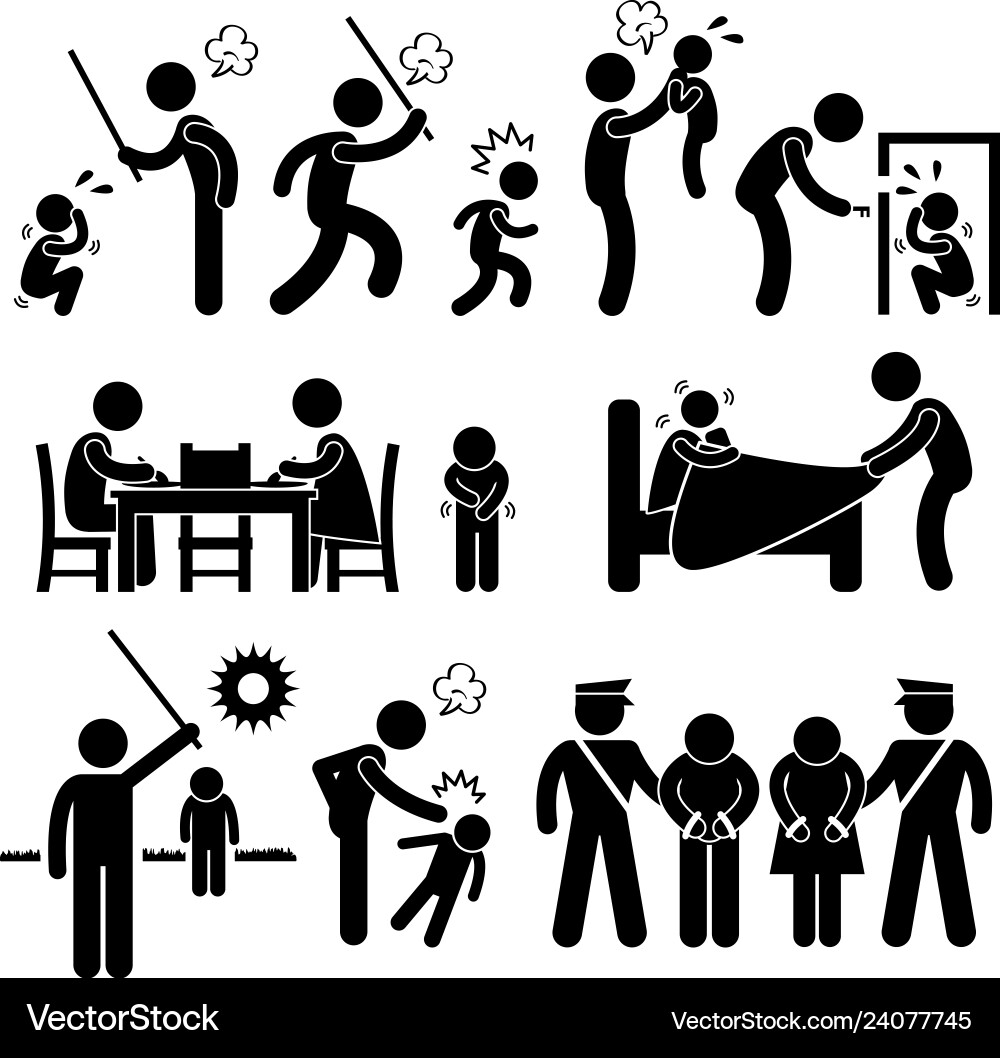 Family abuse children hitting confine sexual Family abuse children hitting confine sexual vector image