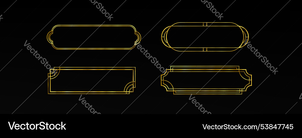 Game ui long button with thin gold frame vector image