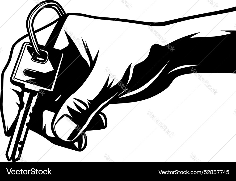 Grasping security hand with key emblem unlocking Grasping security hand with key emblem unlocking Vector Image