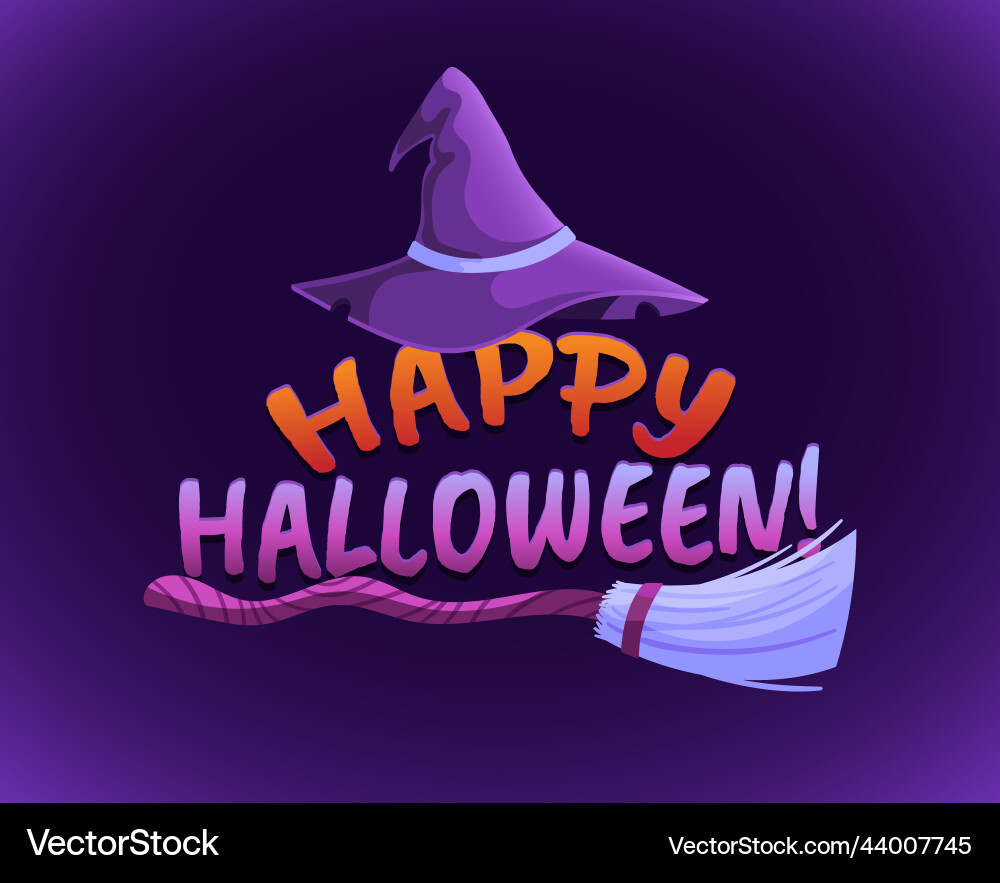 Happy halloween banner card with witch broom Happy halloween banner card with witch broom vector image