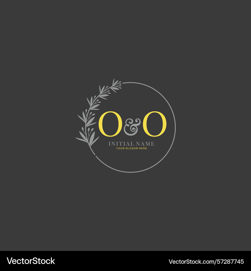 Oo initial logo templates with botanical elements Vector Image