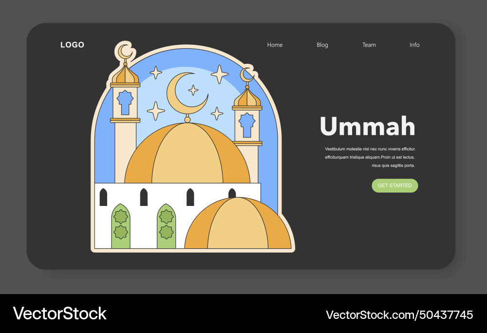 Ummah unity concept with mosque architecture under Vector Image