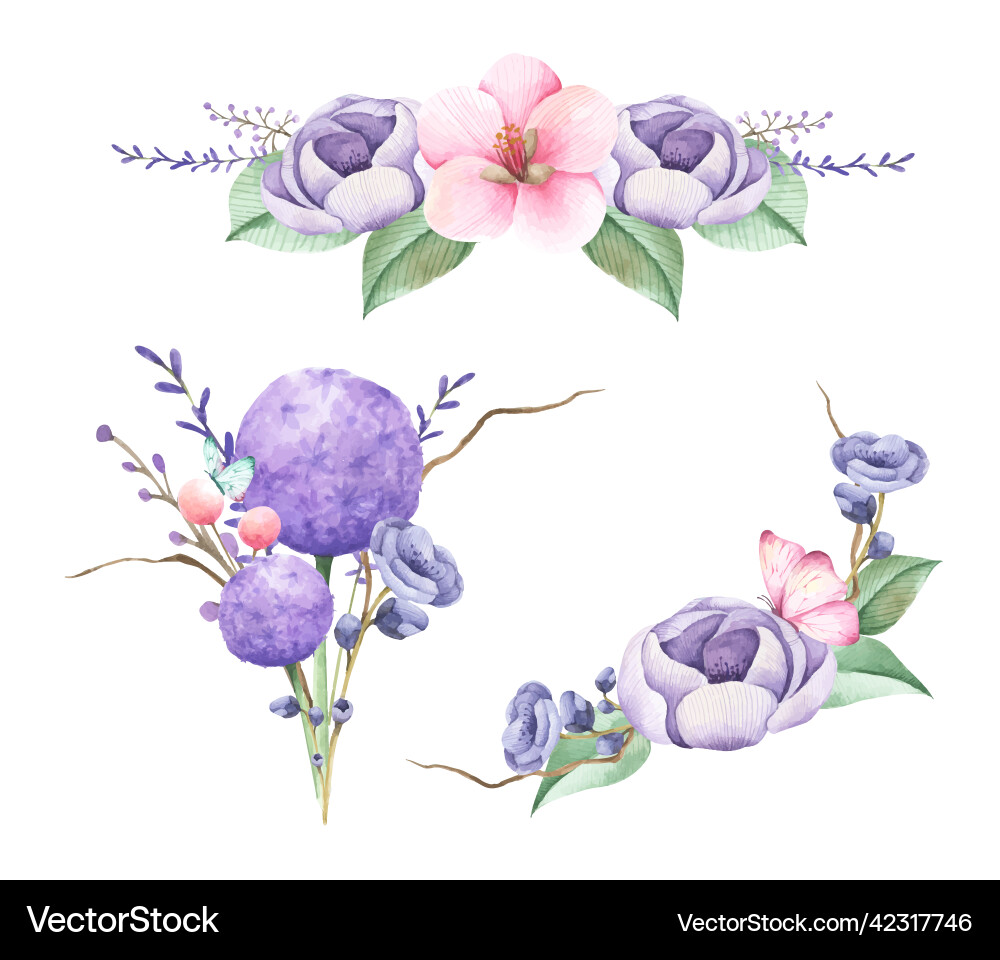 Blumenpakete Aquarell Stil Hochzeit Sträuße Blumenpakete Aquarell Stil Hochzeit Sträuße vektorbild