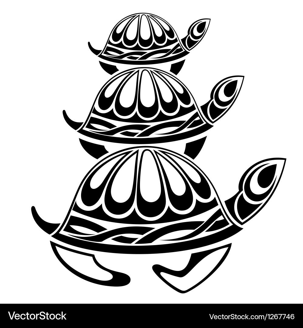 Elegant Turtle Silhouette Tattoo Vector Image