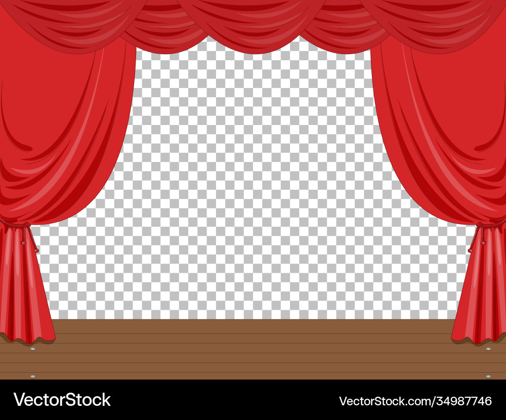 Empty stage with red curtains transparent vector image