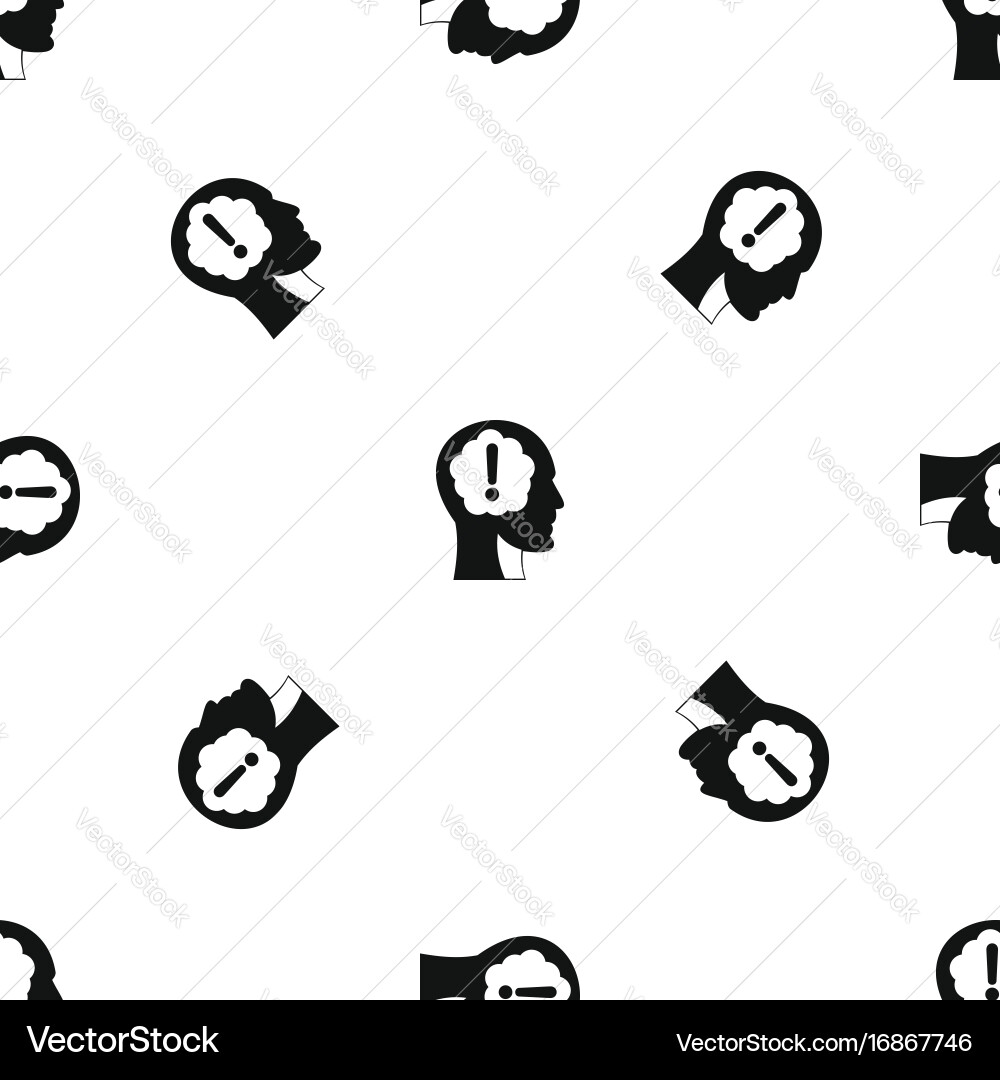Head with exclamation mark inside pattern seamless vector image