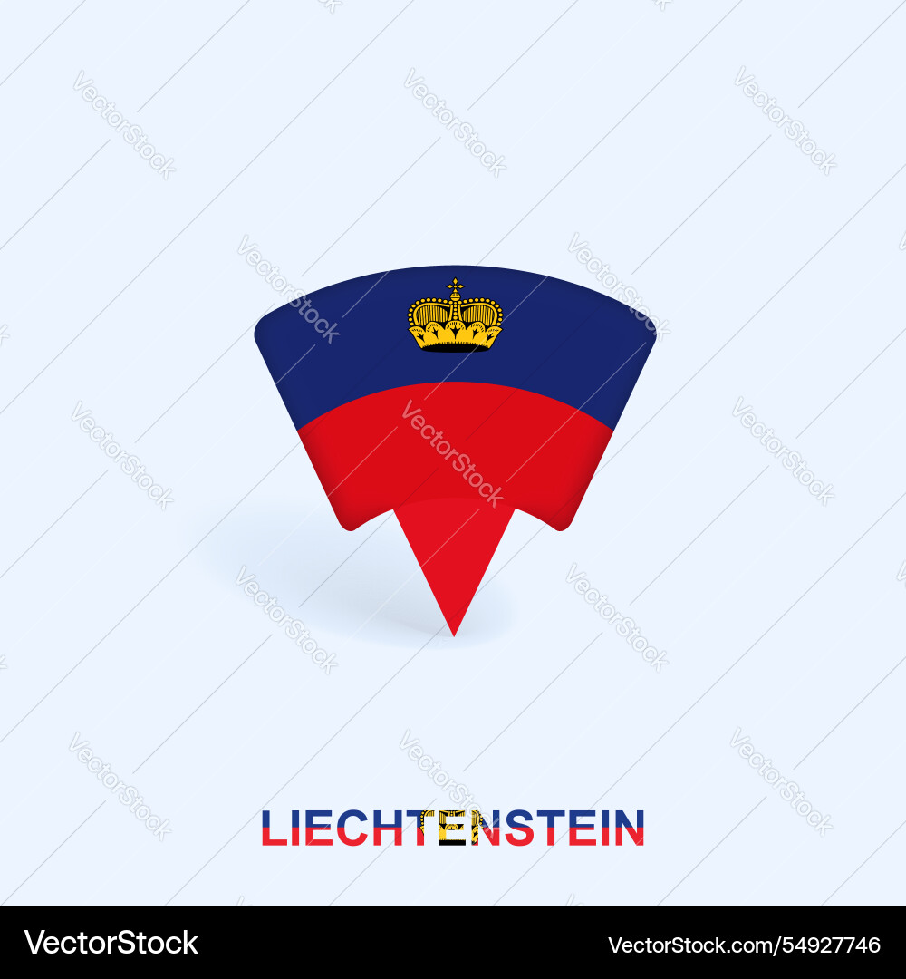 Liechtenstein flag map pointer design with shadow vector image