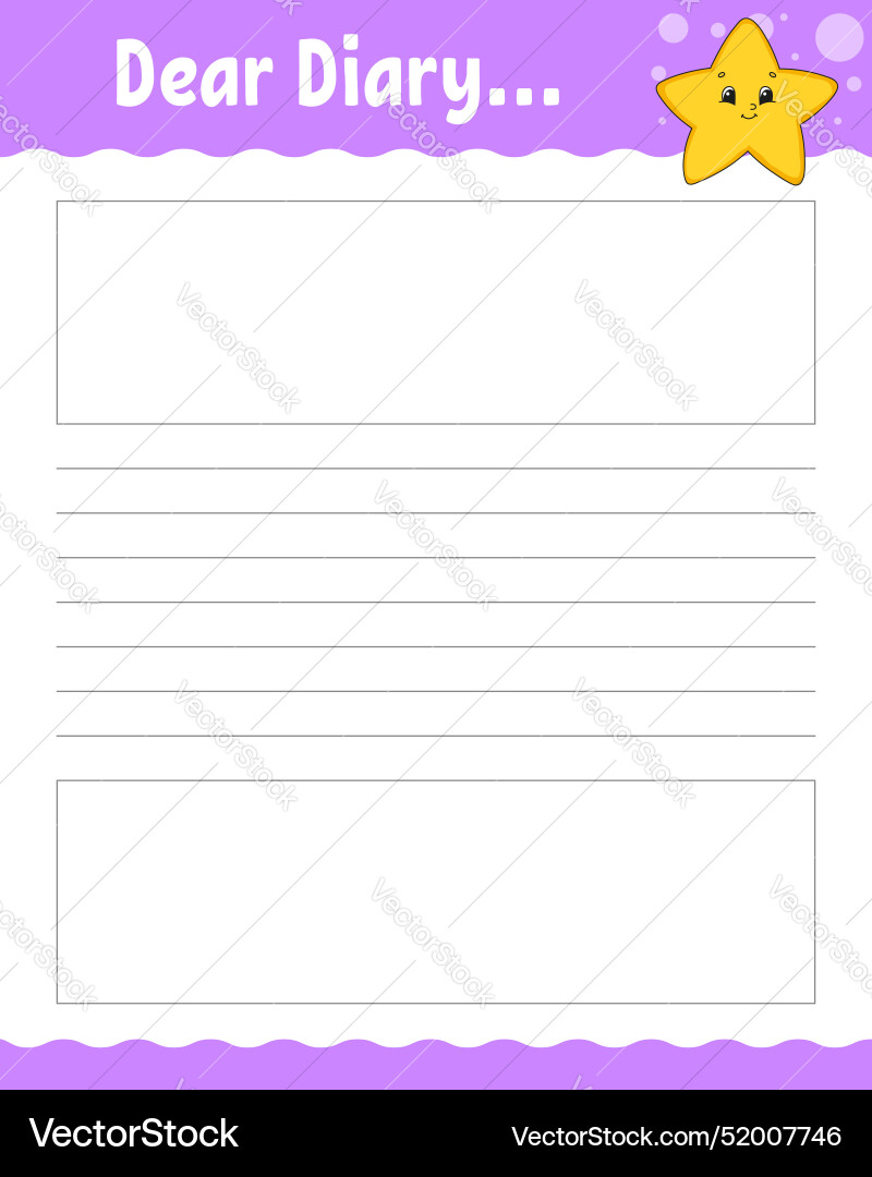 Lined sheet template handwriting paper for diary Lined sheet template handwriting paper for diary vector image