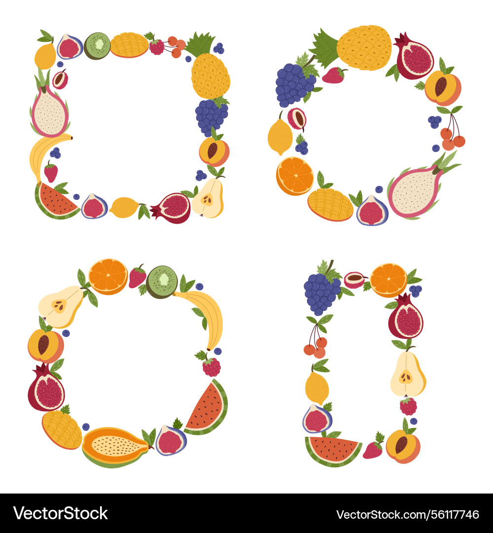 Lovely set with round square rectangle frame Vector Image