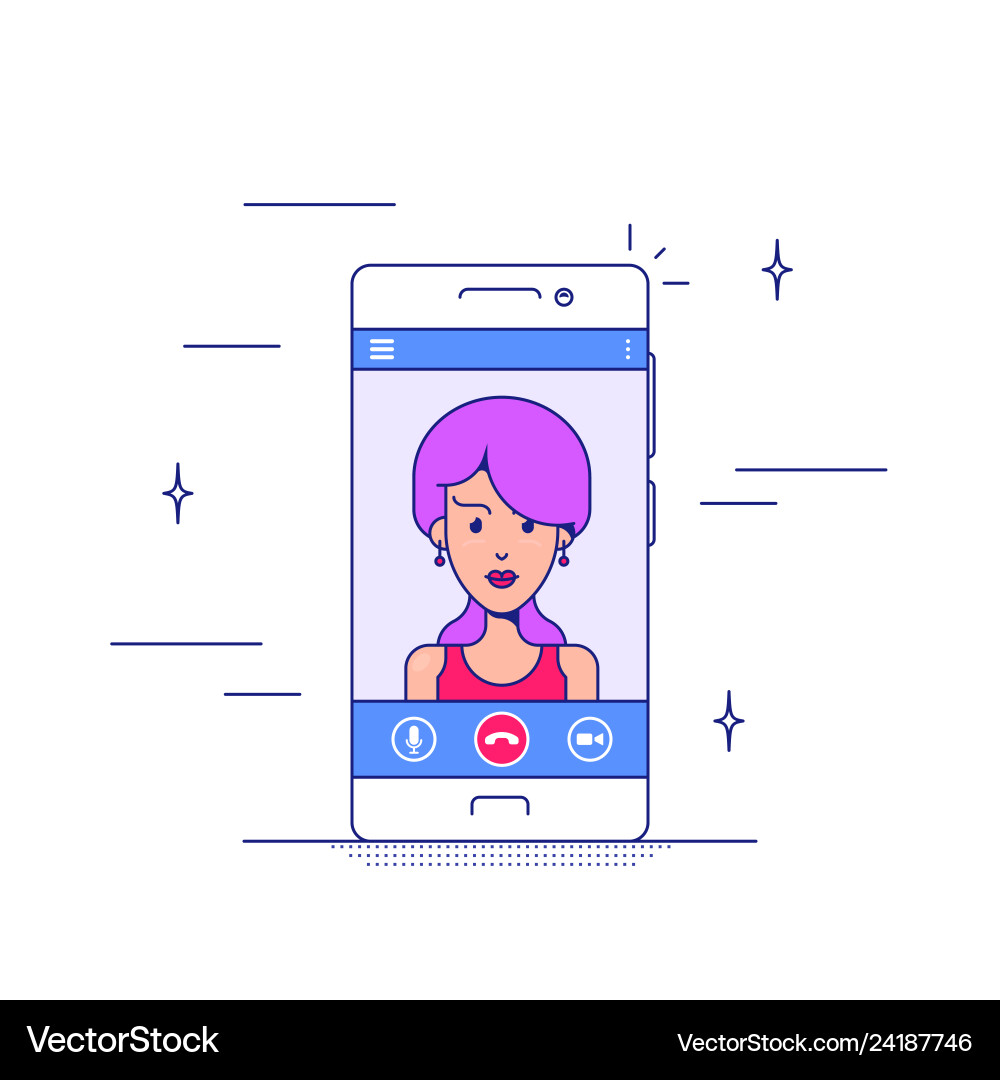 Mobile Video Call App Interface vector image