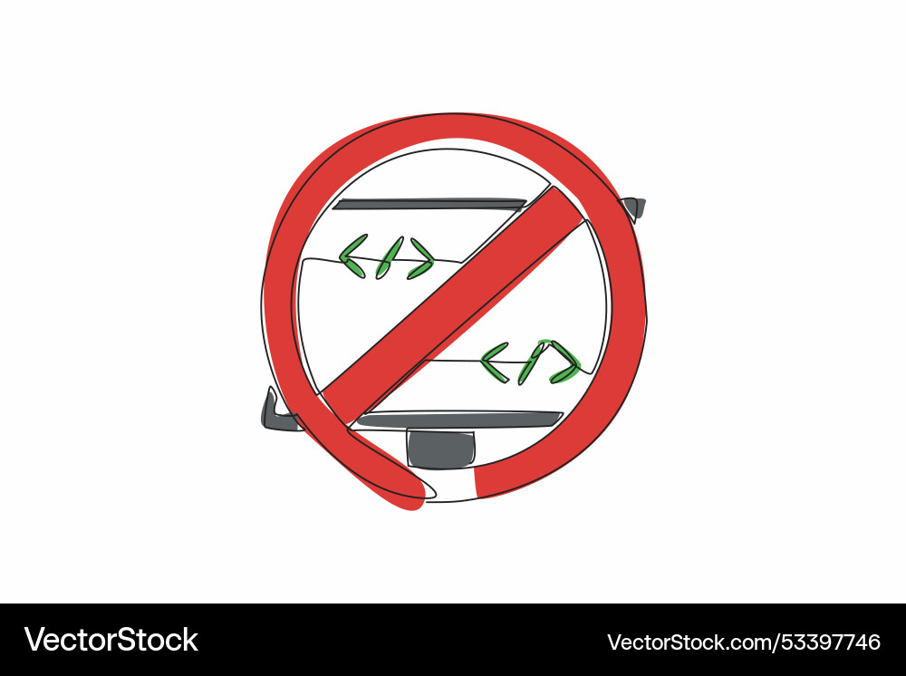 Single continuous line drawing computer monitor Single continuous line drawing computer monitor vector image