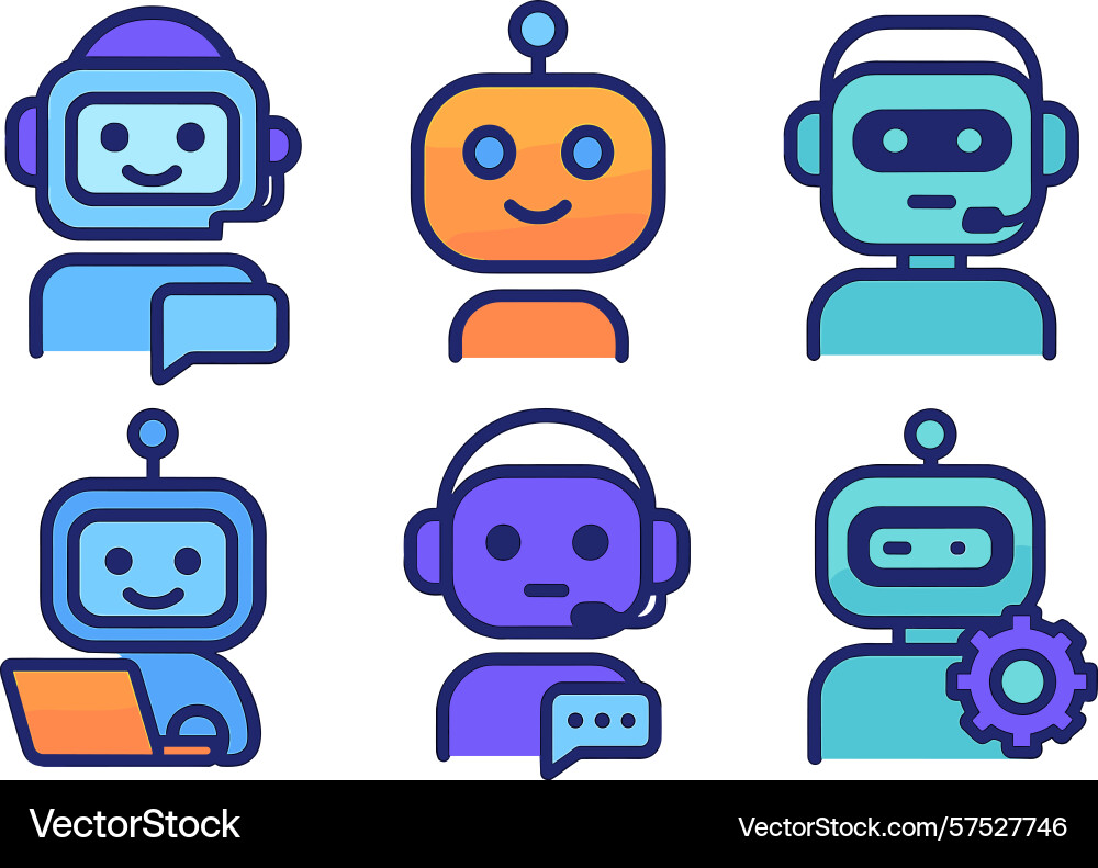 Various unique cartoon robot characters showing Various unique cartoon robot characters showing vector image
