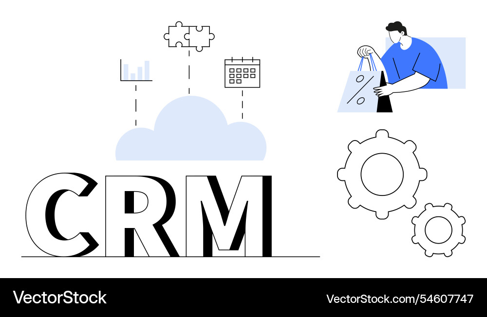 Crm integration with cloud technology data Crm integration with cloud technology data vector image