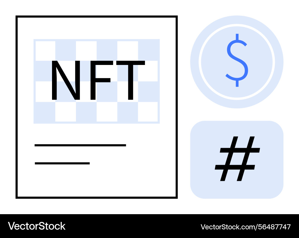Digital asset nft with blockchain elements dollar Digital asset nft with blockchain elements dollar Vector Image