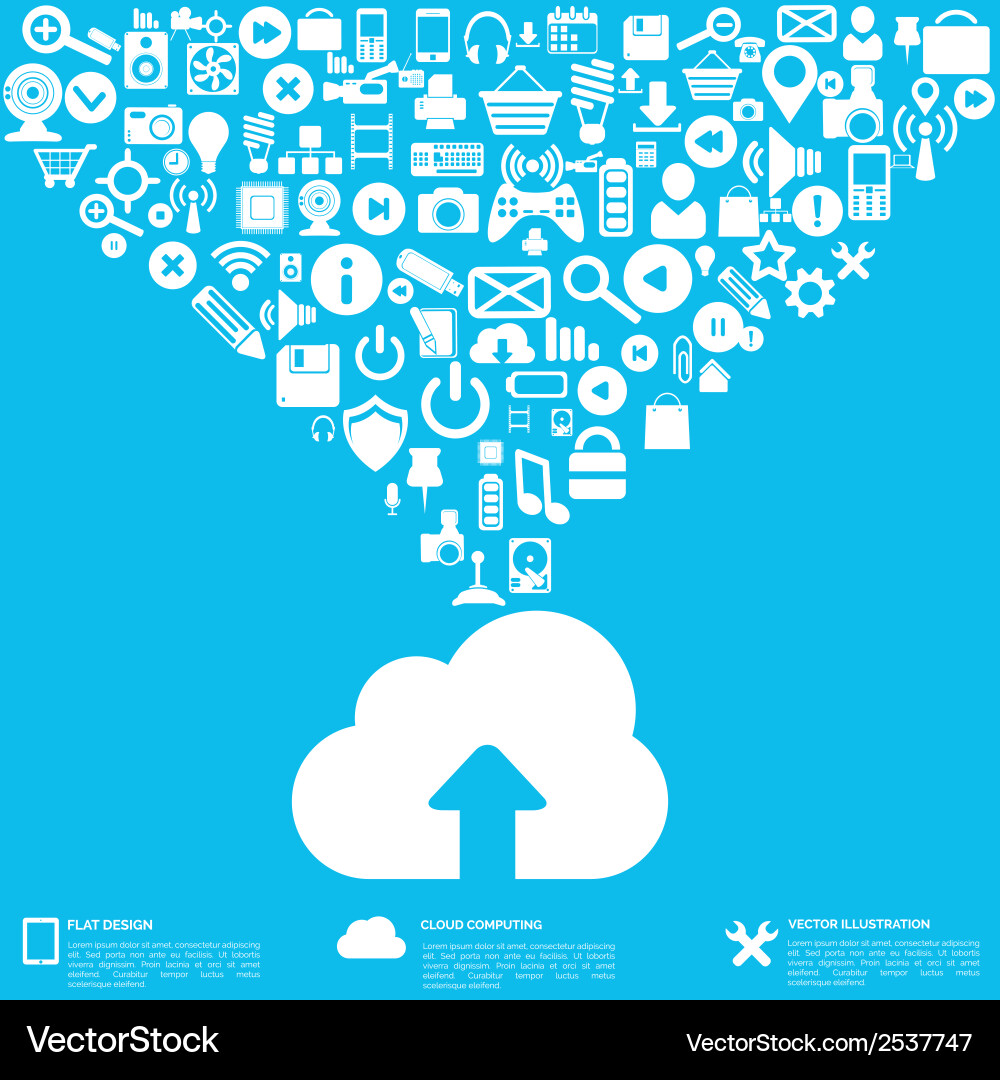 Flat abstract background with web icons interface vector image