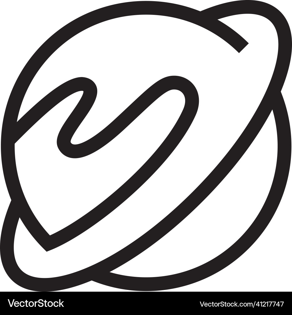 Planet icon space body with ring in linear style Vector Image