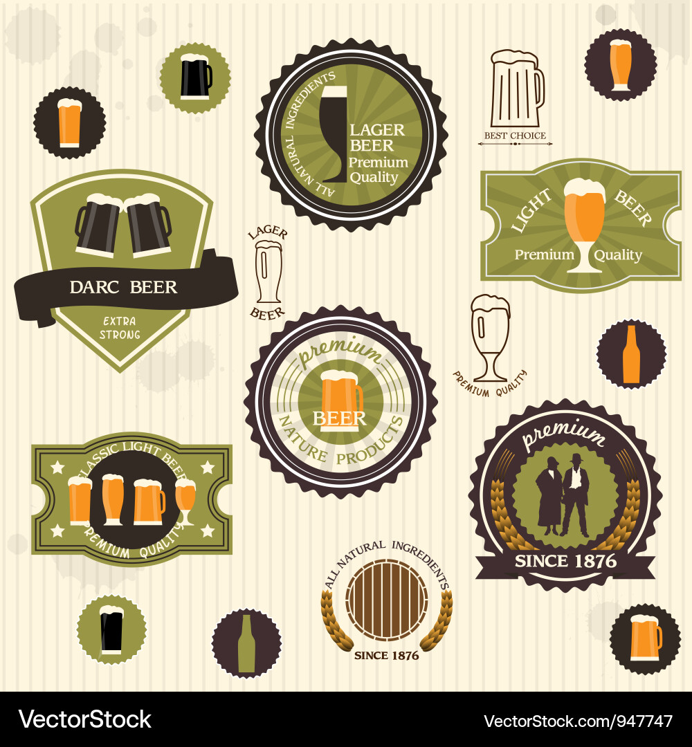 Vintage Beer Badges & Labels Vector Image
