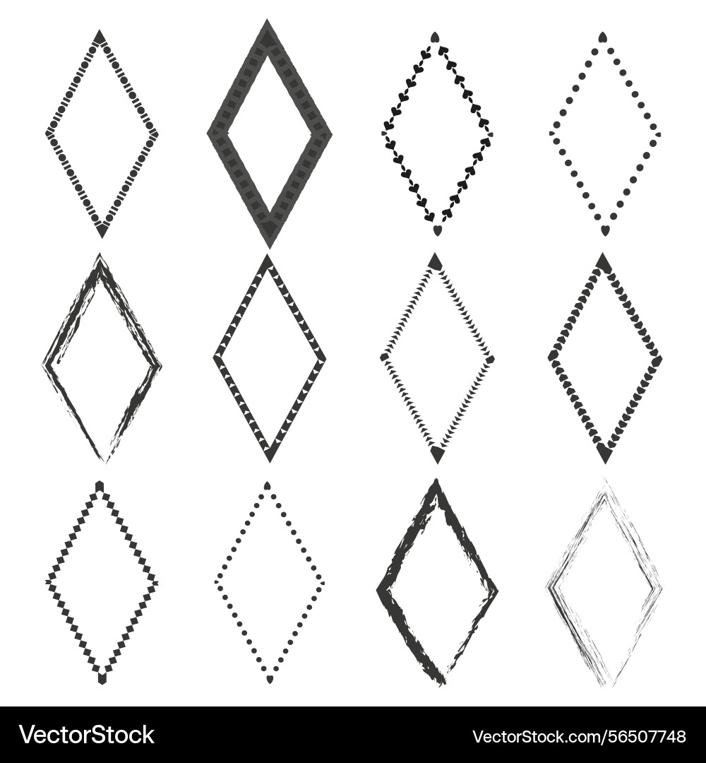 Black diamond frames hand drawn texture grunge Black diamond frames hand drawn texture grunge vector image