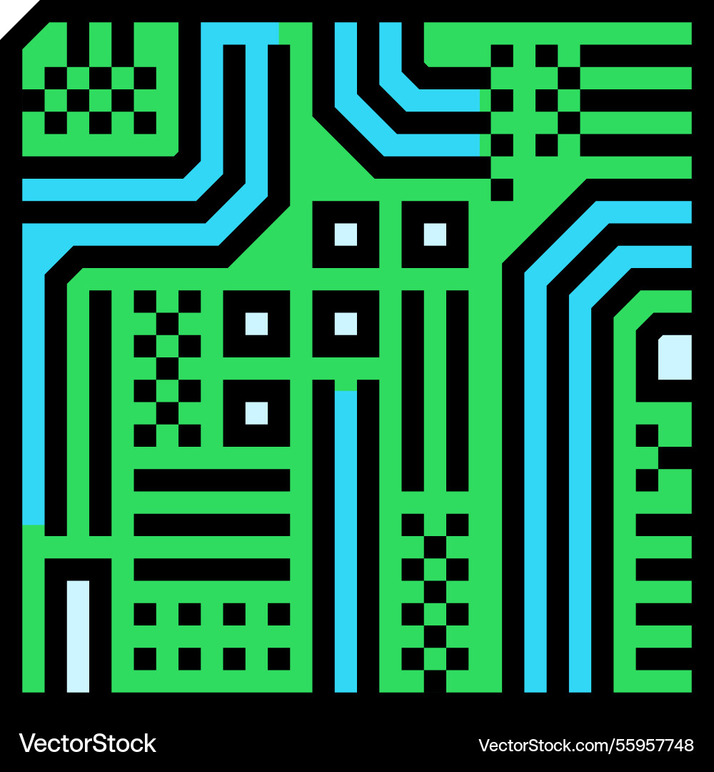 Circuit board ai integration color icon Vector Image
